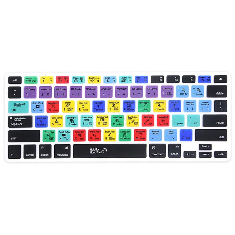 HRH PS Shortcut Hotkey US Silicone Keyboard Cover Skin for MacBook Air 13,for MacBook Pro13/15/17 (with or w/Out Retina Display, 2015 or Older Version),for iMac Older - Image 1